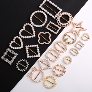 日字衣角扣打结扣珍珠圆形夏季T恤下摆丝巾金属纽扣百搭衣服扣环