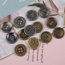 饰扣子 古铜古银色两眼大衣钮扣风衣外套装 复古金属四眼西装 纽扣