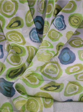 【君君SILK】桑蚕丝 真丝乔其布料面料 02乔其纱 10姆米 绿色