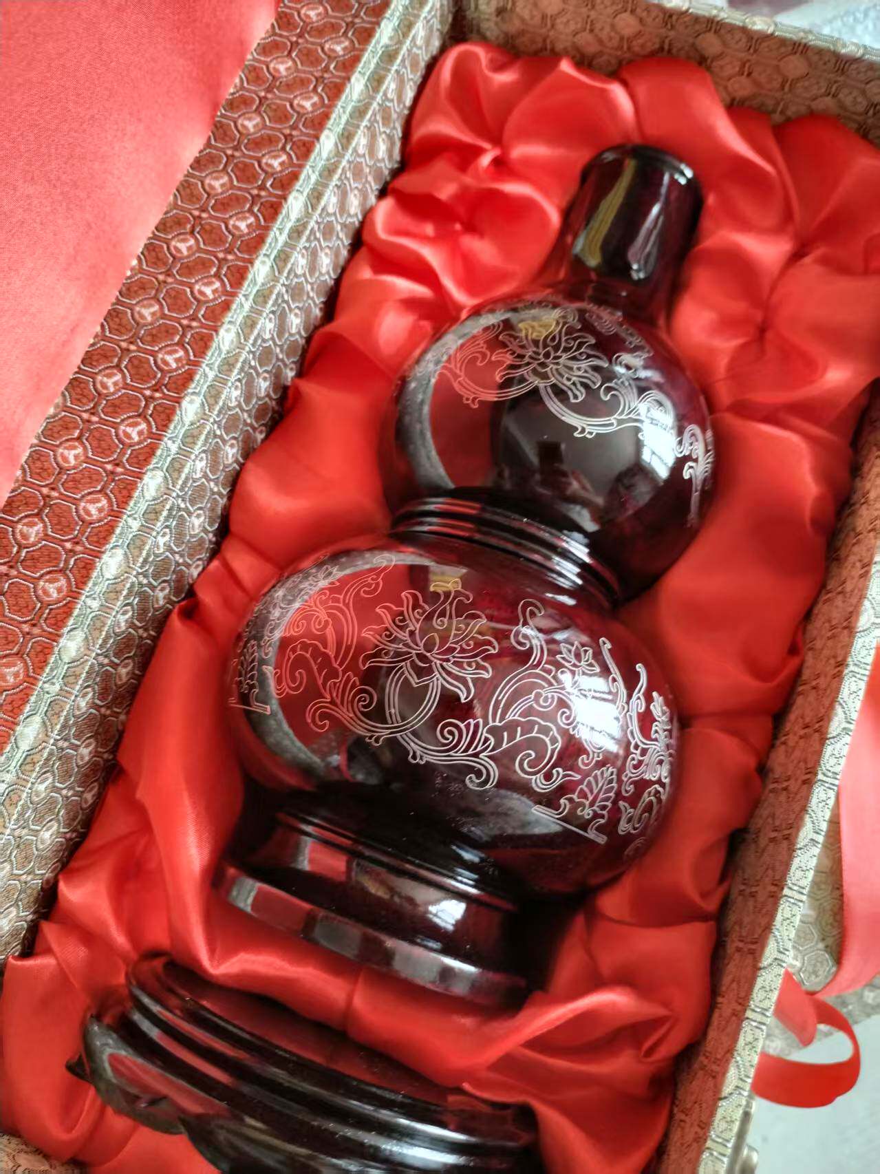 包邮潍坊特色传统工艺品精品红木嵌银丝宝葫芦天然大漆精工制作