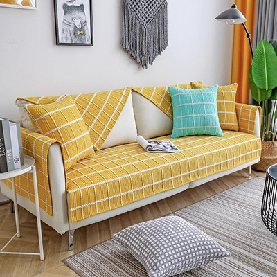 棉麻沙发垫防滑四季通用棉线坐垫简约现代沙发套巾罩全盖定制