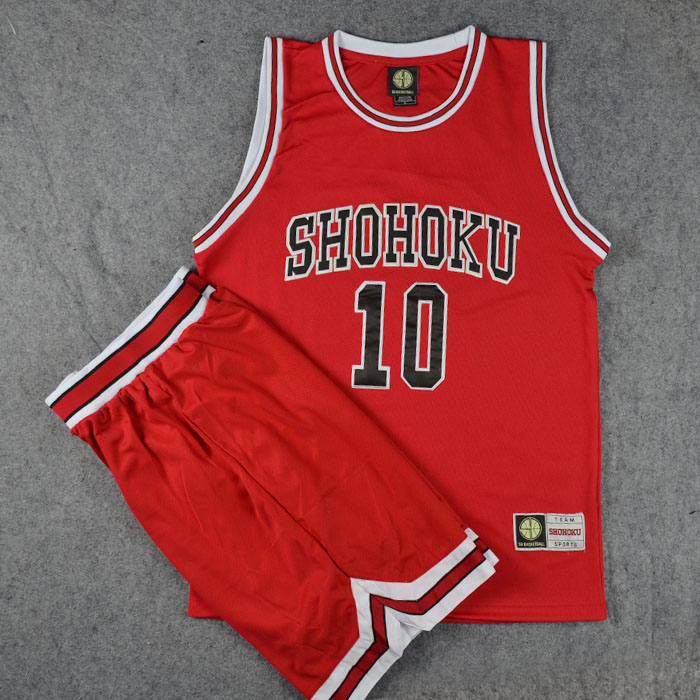 SD刺绣队服定制订做灌篮高手湘北10号樱木花道篮球服篮球衣套装红
