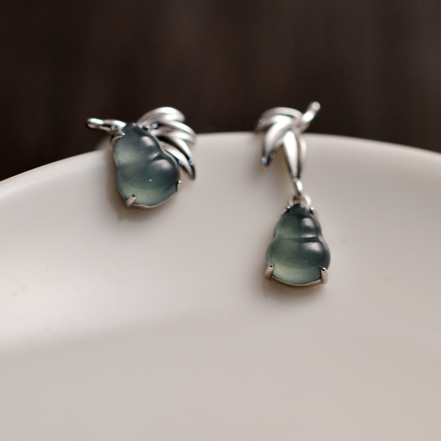 925银新中式国风不对称耳钉