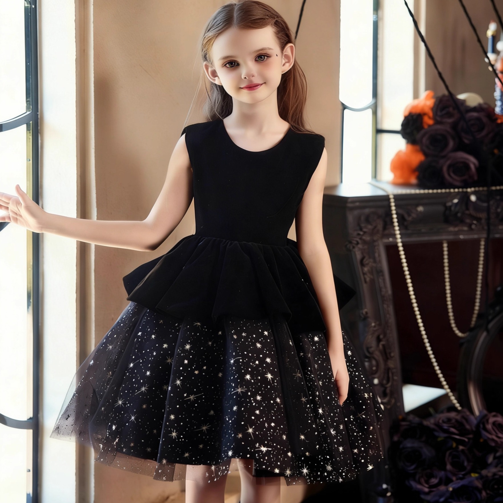 儿童小提琴音乐会演奏生日礼服裙