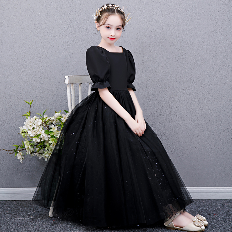 秋女小童大提琴演奏钢琴主持人演出晚礼服儿童宫廷走秀长款公主裙