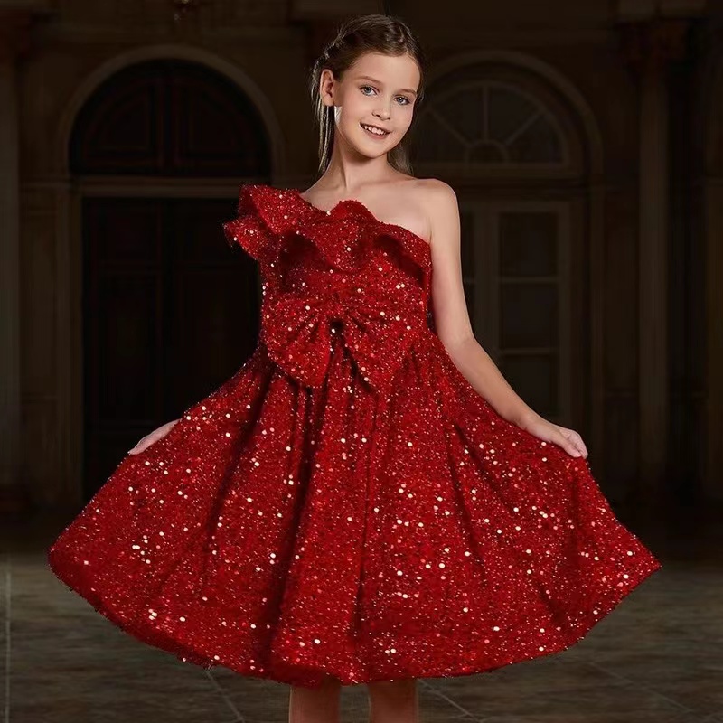 花童伴娘婚纱晚礼服长袖公主裙