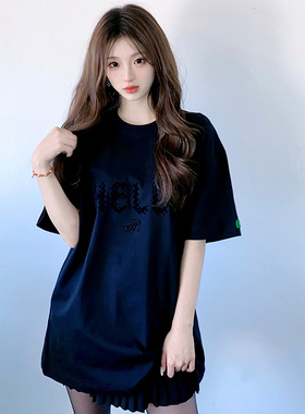 Corade．宝葫芦HELLO & GOODBYE植绒T恤短袖纯棉情侣新款潮流宽松