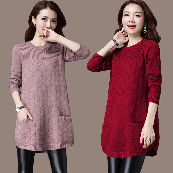 中长款羊绒衫毛衣圆领套头