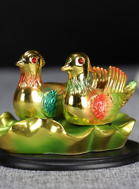 鸳鸯戏水摆件送新人工艺品