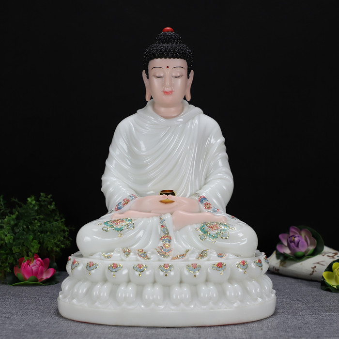 三宝释迦佛摆件汉白玉