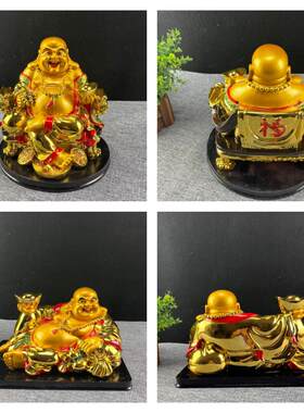 电镀金树脂龙椅佛卧佛笑佛佛像弥乐佛大肚佛布袋佛招财佛摆件