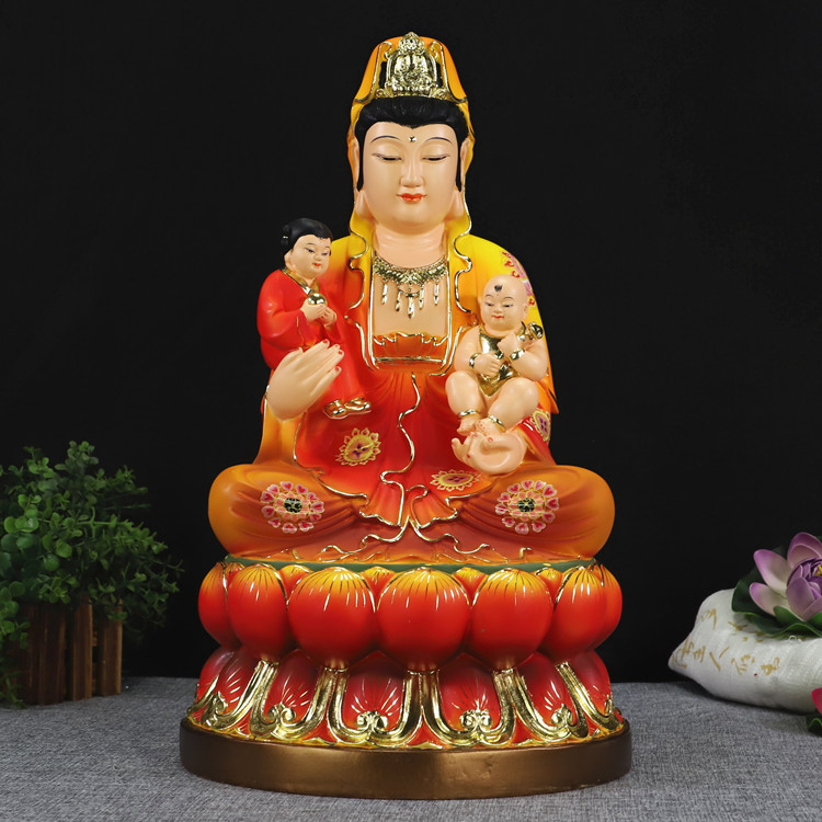 多款佛堂自在龙凤观音送子娘娘七彩敦煌观世音菩萨中式佛像摆件