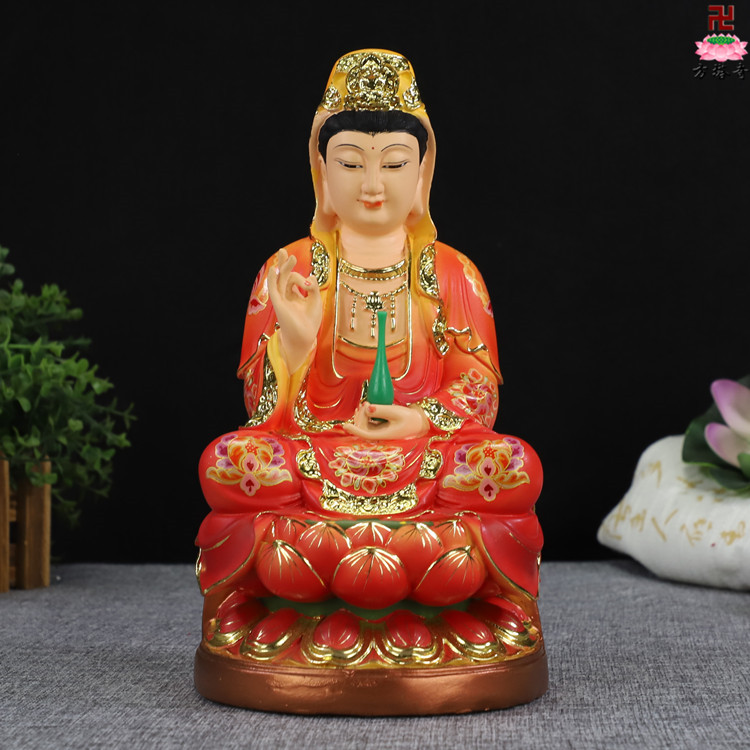 多款家居佛堂树脂坐莲花观音宝瓶滴水自在观世音菩萨桌面佛像摆件