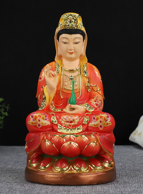 多款家居佛堂树脂坐莲花观音宝瓶滴水自在观世音菩萨桌面佛像摆件