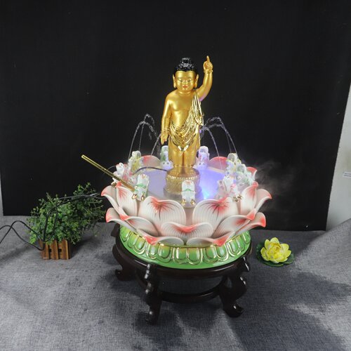 九龙吐水陶莲花盆太子佛像浴佛节