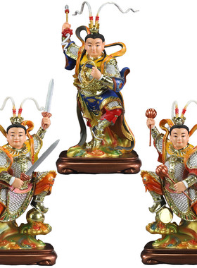 中式兄弟金吒三太子神像桌面