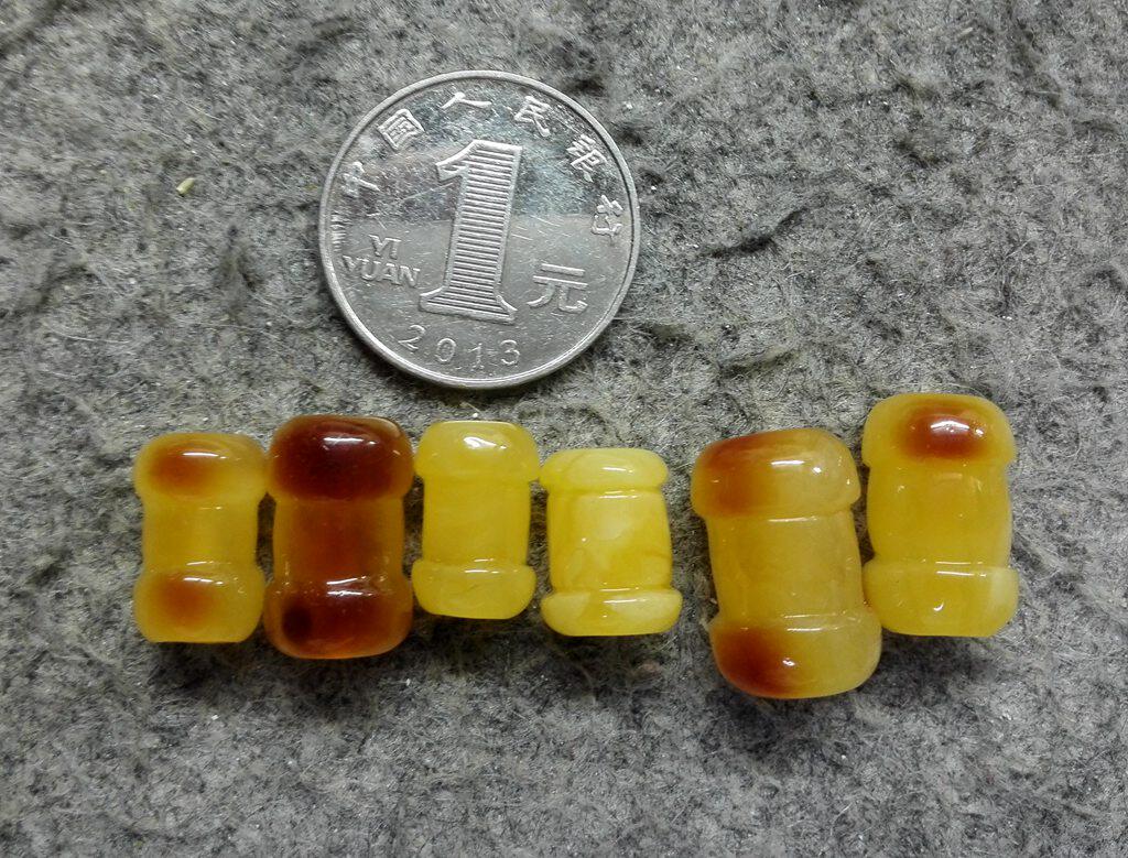 蜜蜡 桶珠 小杠铃款 花1-6 尺寸见对比图