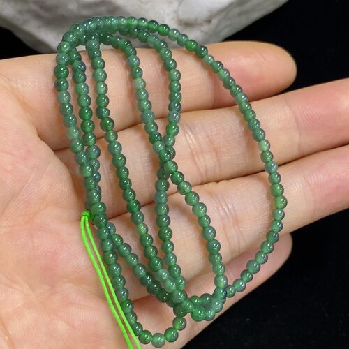 翡翠天然A货圆珠项链3MM左右一条价格