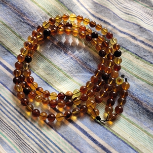 福利款缅甸琥珀多宝串圆珠手串项链6.5MM19克左右