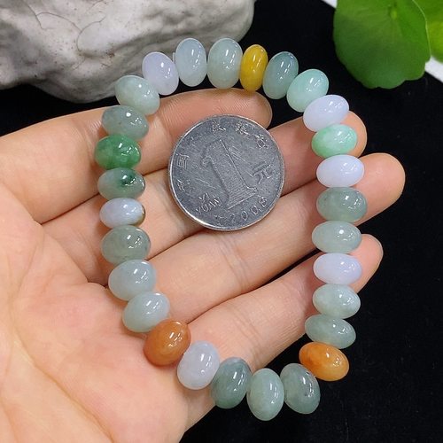 翡翠天然A货多宝串手串算盘珠10MM左右