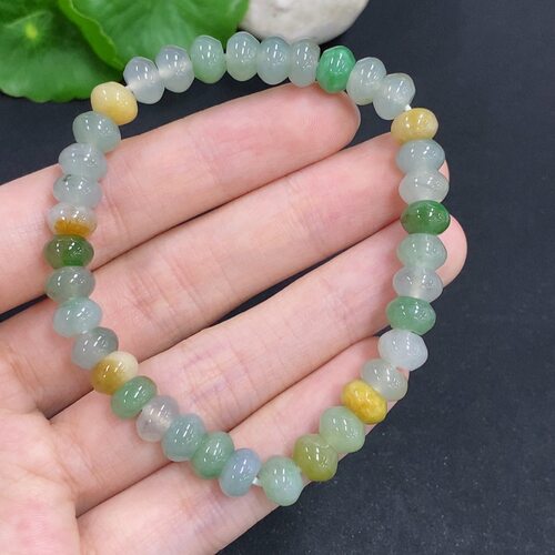 翡翠天然A货算盘珠隔片手串多宝串7.5MM
