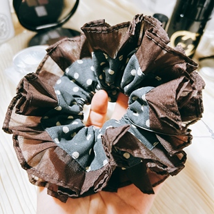 韩国进口东大门韩剧同款 波点荷叶少女心大肠发圈皮筋头绳美拉德