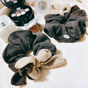 韩国进口东大门针织蝴蝶结韩剧同款 美拉德复古大肠发圈皮筋头绳