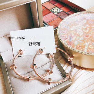 韩国进口欧美复古小香简约圆环韩剧徐睿知同款925银针耳钉耳环