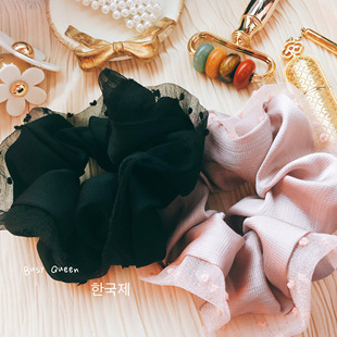 韩国进口东大门小香韩剧同款 波点欧根纱简约大肠发圈女发绳皮筋