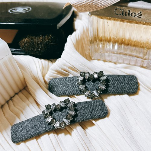 韩国进口东大门小香风爱心锆石名媛复古少女心碎发夹边夹刘海夹