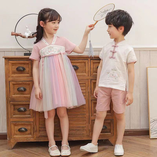 六一儿童节表演装男中国风幼儿园毕业照女短袖民族大合唱演出服夏