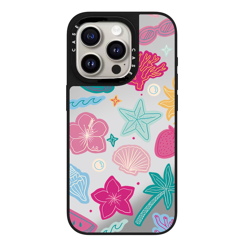CASE适用苹果16iPhone14plus15镜面13promax磁吸可爱花朵手机壳12软边防摔11新款高级感男女IP17pro保护套16