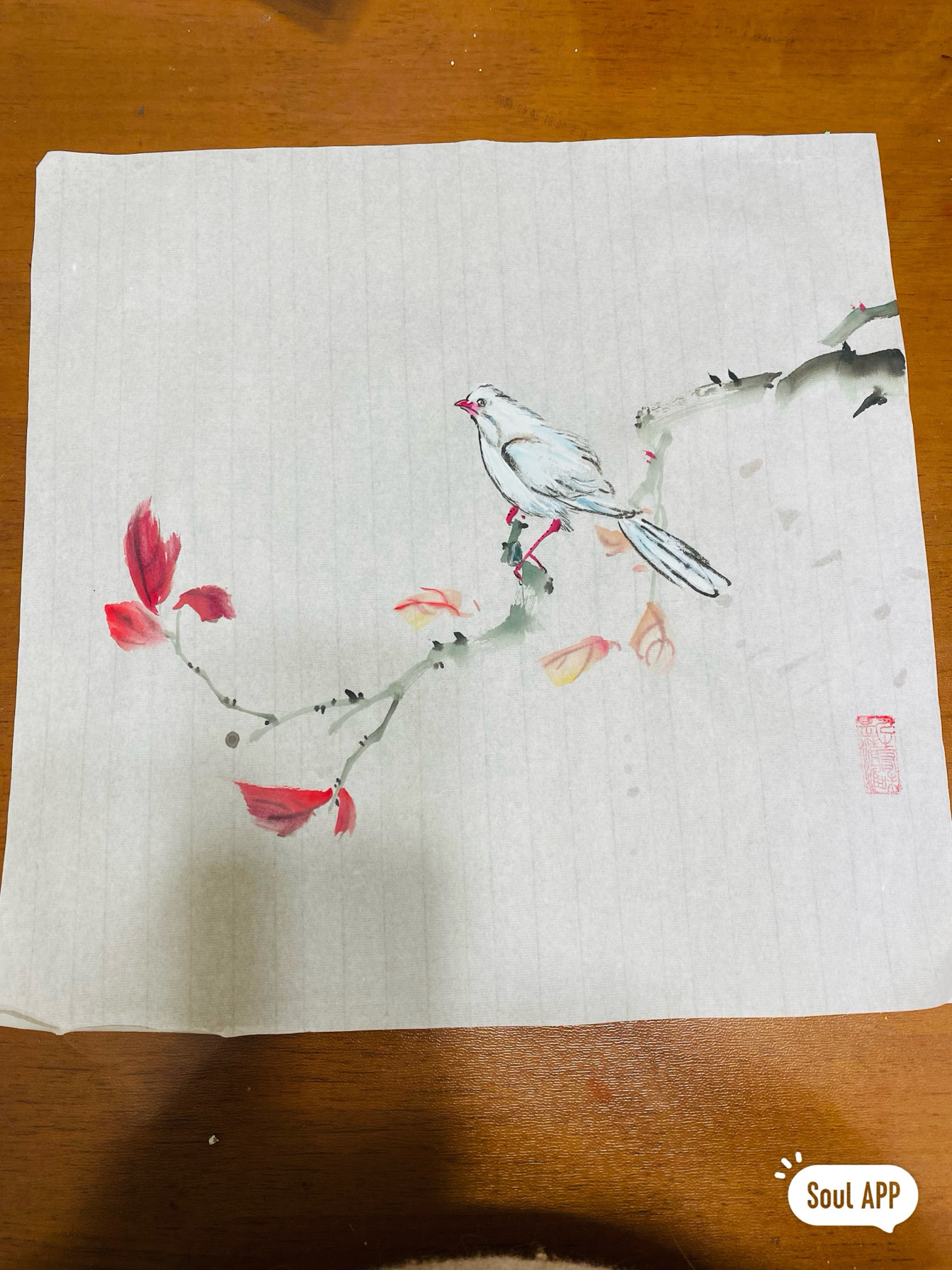 手绘纯手工制作水墨画国画花鸟画