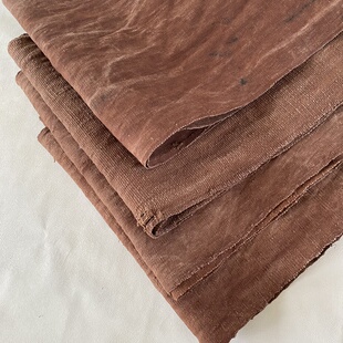 柿染老口袋 柿染老土布 柿染布料 植物染 草木染 手作布 纯手工