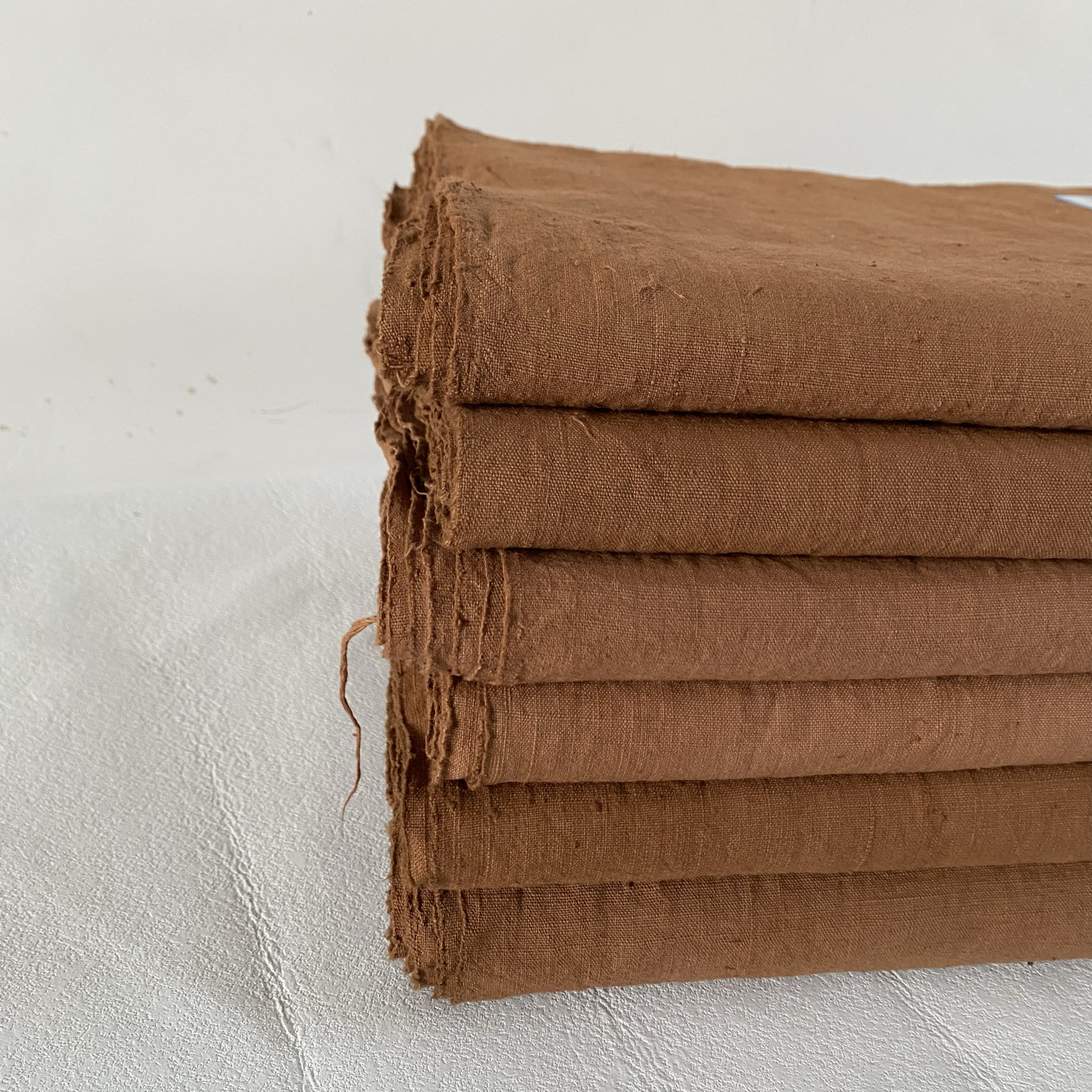 植物染布料 大地色 纯棉纯手工手织 老土布 手作布