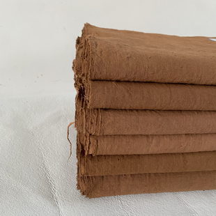 植物染布料 大地色 纯棉纯手工手织 老土布 手作布