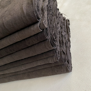 植物染色老土布 纯棉 纯手工 手作布 暗黑色