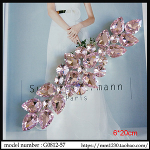 闪闪闪大水滴玻璃钻链条 高档钻链条 婚纱礼服腰带雪地靴手工钻链