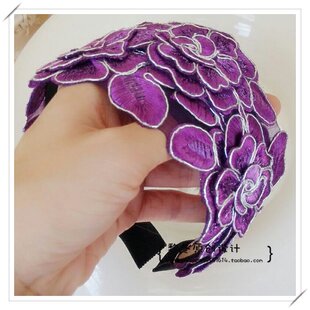 手工人气新鲜出炉乳白色立体花多层花朵土豪超宽发箍发卡 多色入