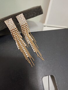 流苏耳环长款耳饰气质高级感奢华耳钉满钻耳坠保色2款包邮