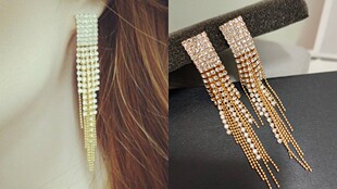 流苏耳环长款耳饰气质高级感奢华耳钉满钻耳坠保色2款包邮