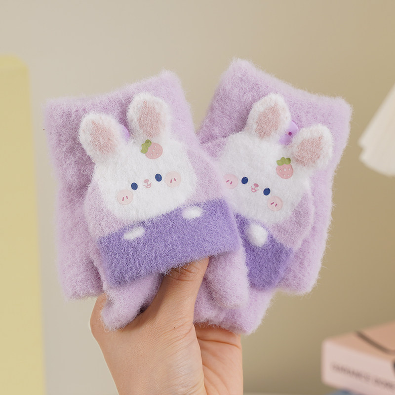 儿童柔软保暖手套女童6-12岁上学专用半指可写字卡通可爱兔子毛绒,童装/婴儿装/亲子装,手套,淘宝优惠券,粉丝福利购,淘宝优惠卷