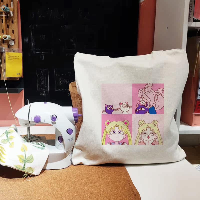 春夏季可爱少女心单肩帆布包学生包包日系手提包美少女战士布袋