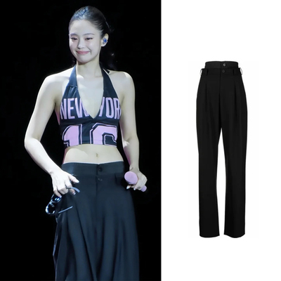金智妮jennie同款双腰头西装裤女