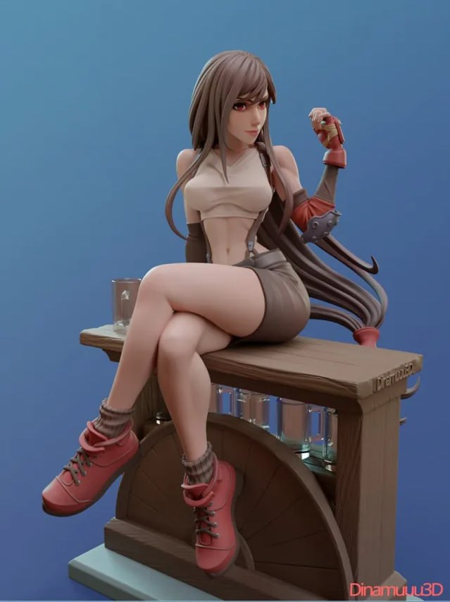 《最终幻想VII》蒂法(多款版) Dinamuuu3D 已分件 3D模型Stl文件
