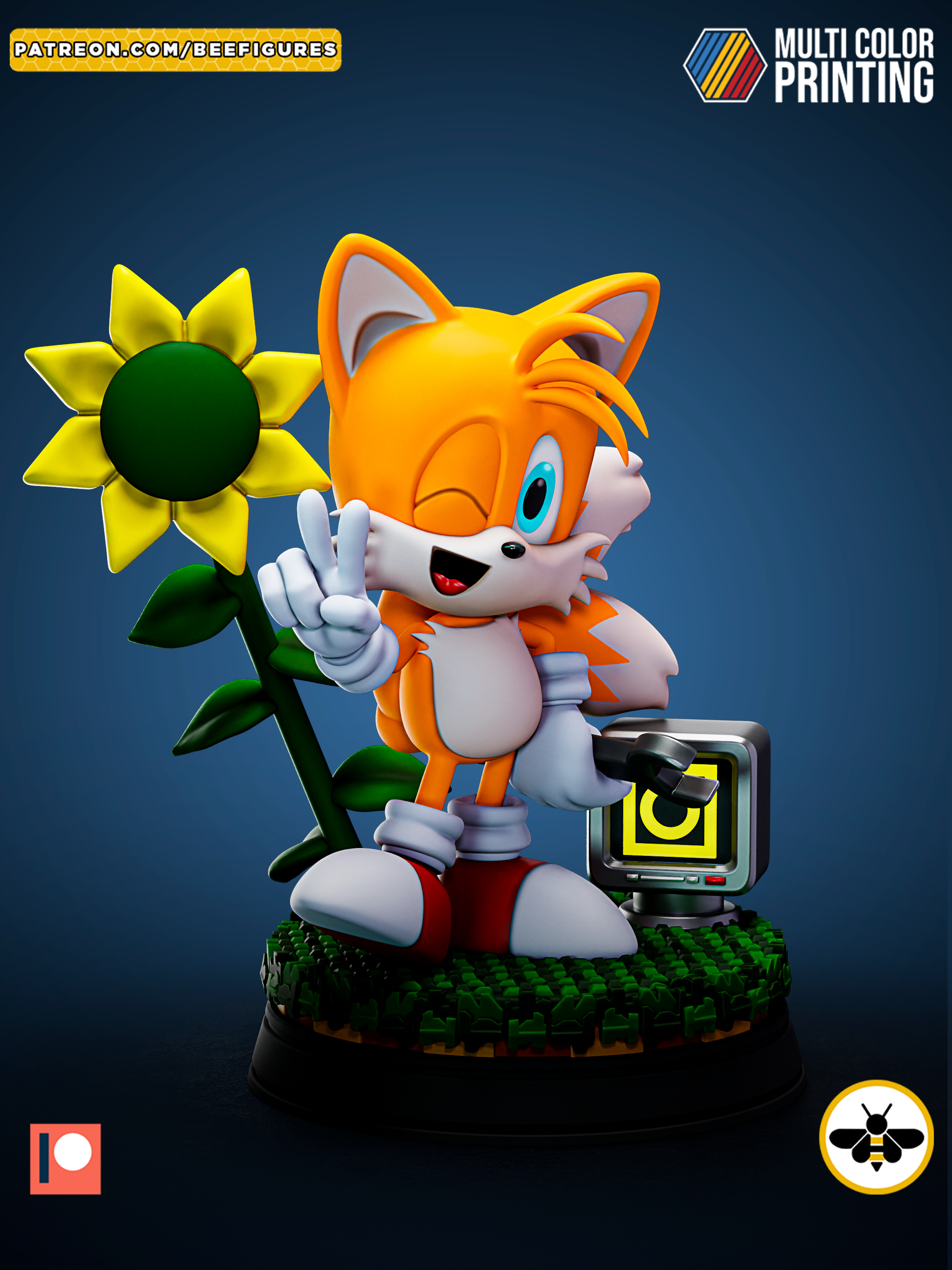 《刺猬索尼克》%塔尔斯(含支撑 拓竹)Bee版 已分件 3D模型Stl文件