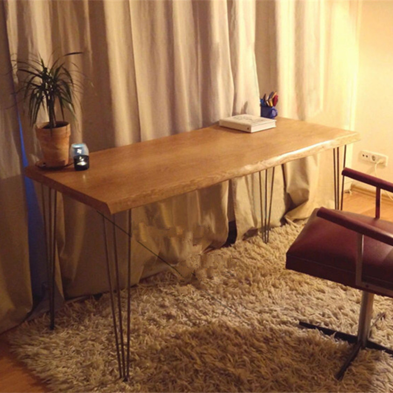 北欧实木不规则书桌家用电脑桌原木小户型卧室简约设计师写字台桌