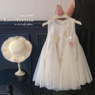 立体蝴蝶网纱裙2025夏装 品牌折扣女童无袖 女宝女童甜美连衣裙子