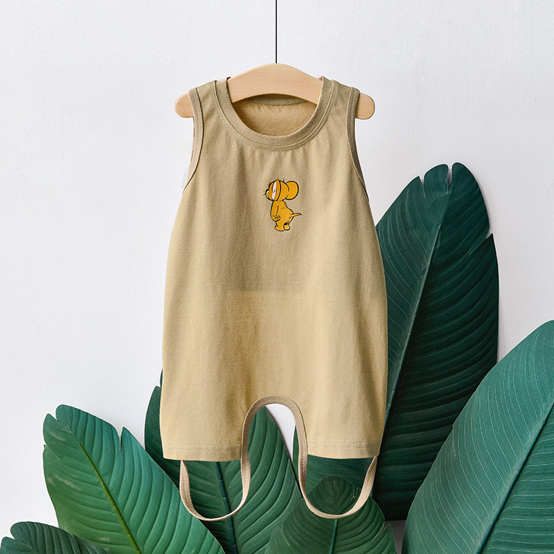 婴儿背心式肚兜护肚子宝宝连腿兜兜衣服夏季薄款纯棉防着凉睡衣