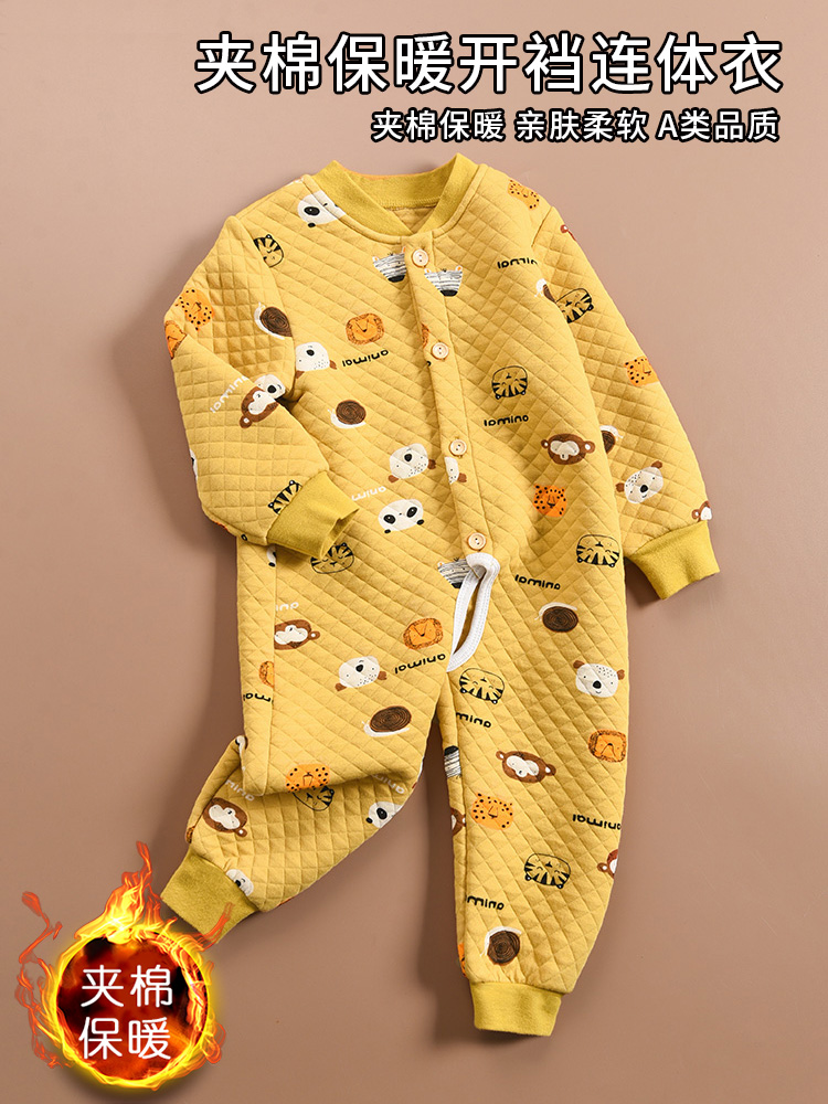 秋冬连体衣三层夹棉保暖